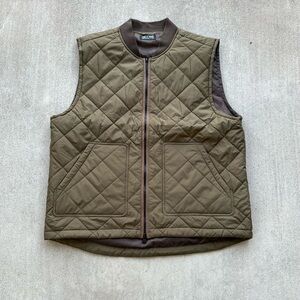 Line of Trade Essex Quilted Vest Men XL Lightweight 2 way Zip Dark Olive Utilty